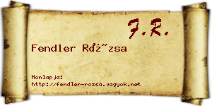 Fendler Rózsa névjegykártya